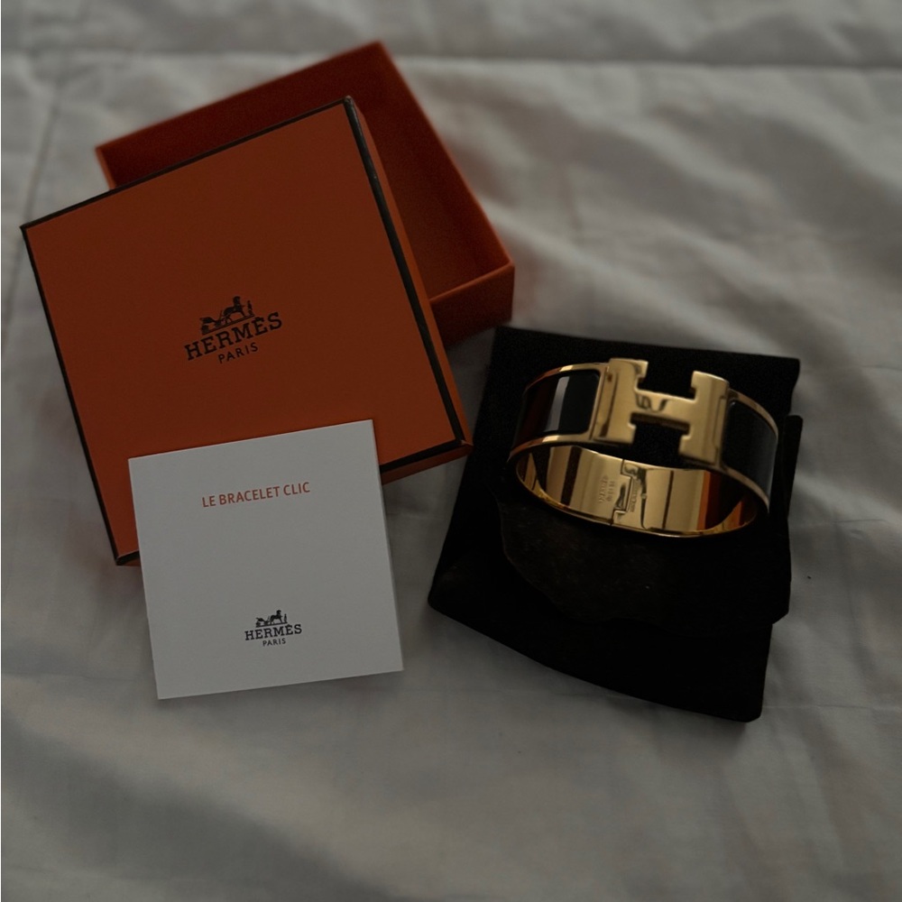 Gold and Black Clic H Bracelet